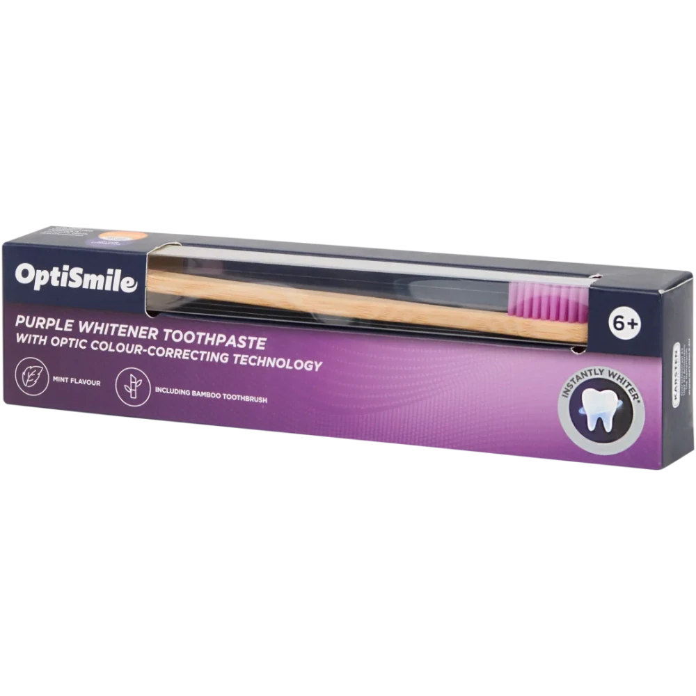Zubní pasta se zubním kartáčkem OptiSmile Purple Whitening