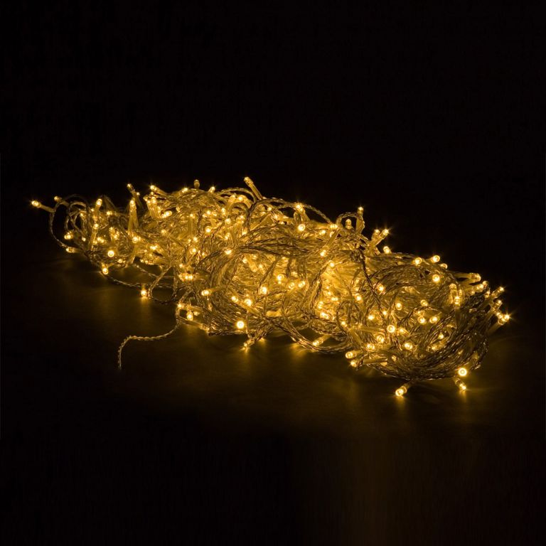 Vánoční 50 LED osvětlení - 5m, teple bílé na baterie