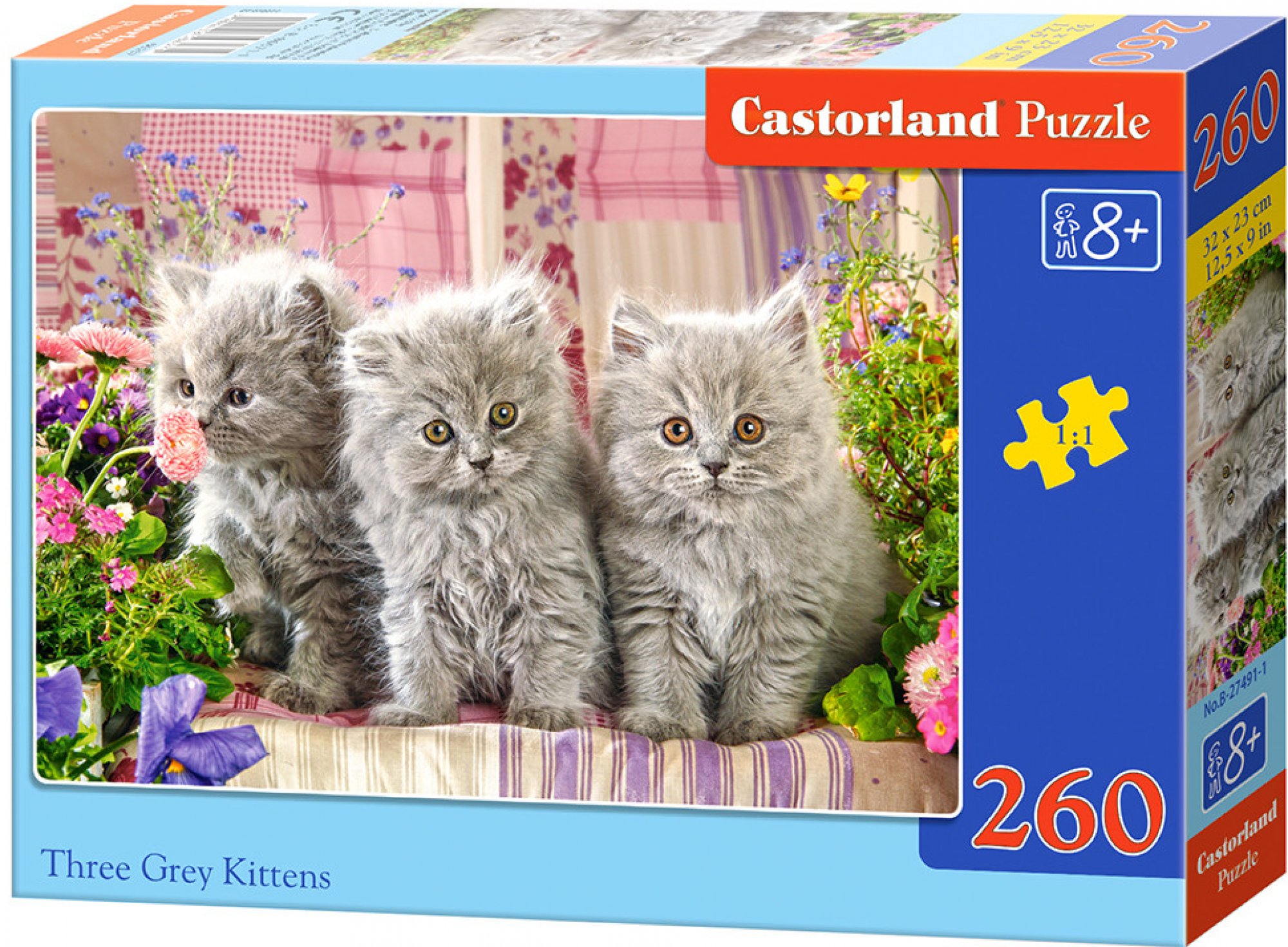 CASTORLAND Puzzle Tři šedivá koťata 260 dílků