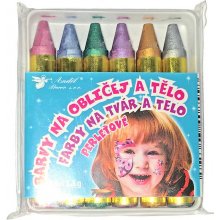Barvy na obličej a tělo 6ks perleťové karneval