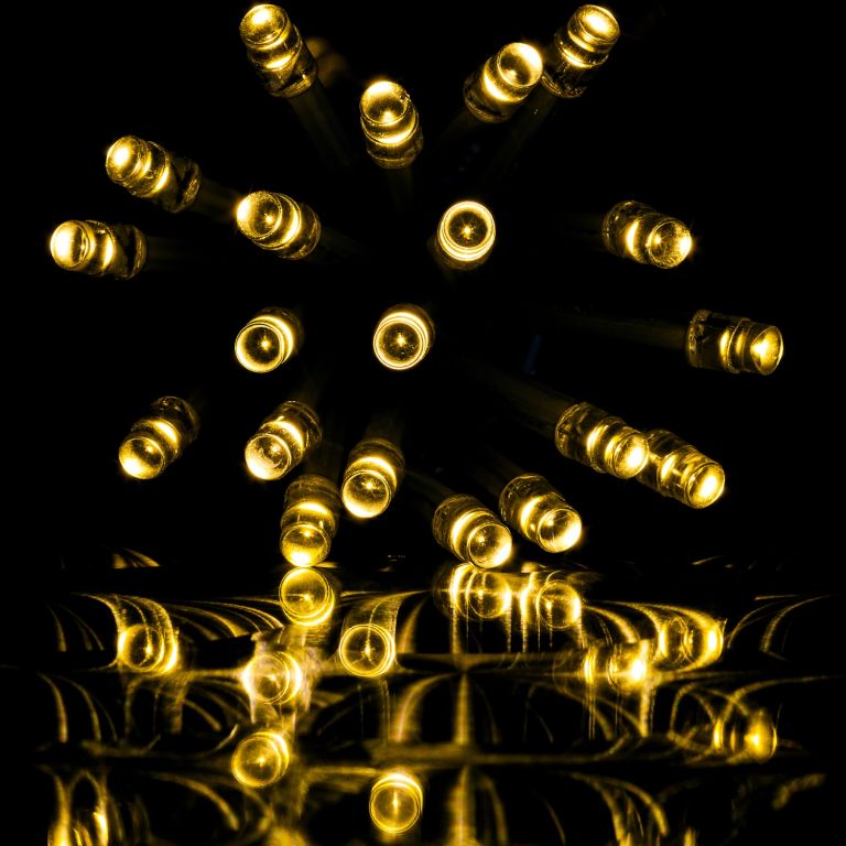 Vánoční 50 LED osvětlení - 5m, teple bílé na baterie