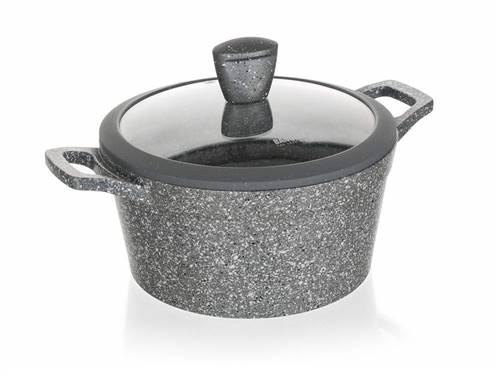 BANQUET Kastrol s nepřílnavým povrchem GRANITE 20 cm stříkané dno poklice