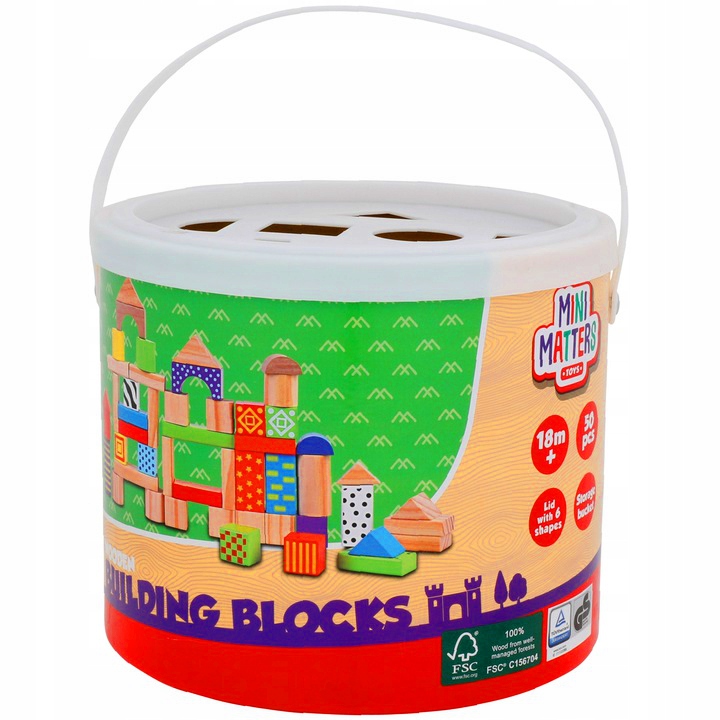 Dřevěné kostky Mini Matters barevné 50 ks