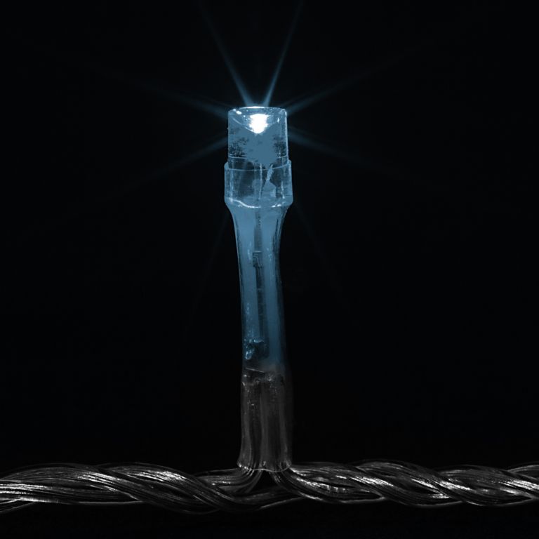 Vánoční 50 LED osvětlení - 5m, studeně bílé na baterie