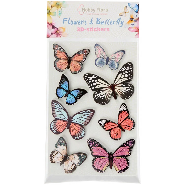 Samolepky s motýly a květinami Hobby Flora