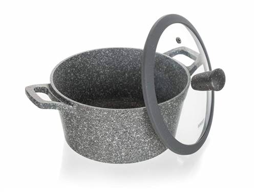 BANQUET Kastrol s nepřílnavým povrchem GRANITE 20 cm stříkané dno poklice