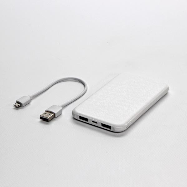 Powerbanka, Li-ion, 5V, 5000mAh, nabíjení mobilních telefonů aj., 2xkonektor, bílá