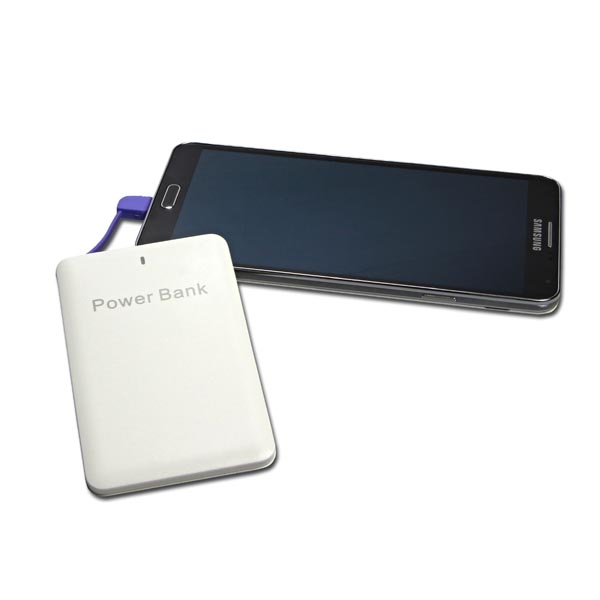 Powerbanka, slim, Li-ion, 5V, 2500mAh, nabíjení mobilních telefonů aj., SLIM, microUSB a lightning konektor, bílá
