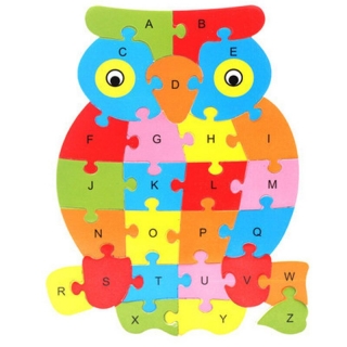 Vzdělávací dřevěné puzzle - Sova