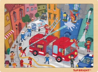 TOP BRIGHT Dřevěné puzzle Hasiči 24 dílků